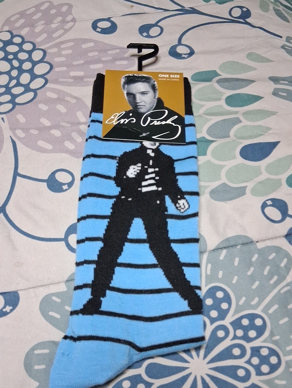 Elvis Presley Blue & Black Novelty Crew Socks